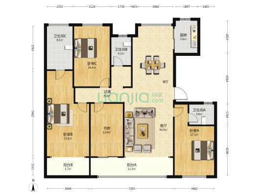 伊顿公馆 4室1厅3卫 188平方