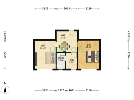 郑州市第十五人民医院家属院 1室2厅1卫 55平方