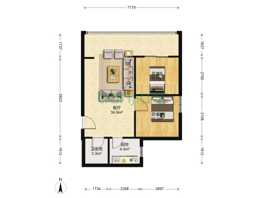 南洋公寓(金牛) 2室1厅1卫 77平方