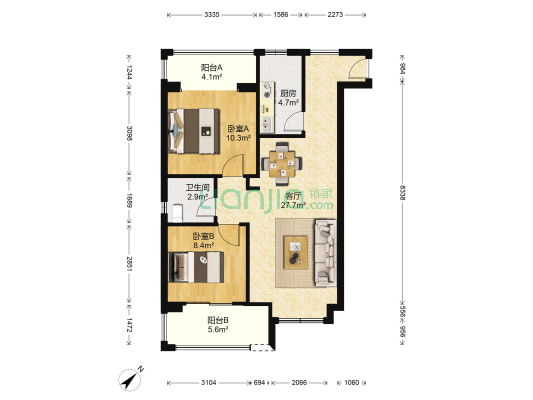 逸尚美庭 2室1厅1卫 67平方