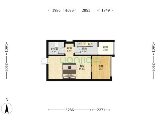 九龙天瑞广场 1室1厅1卫 44平方