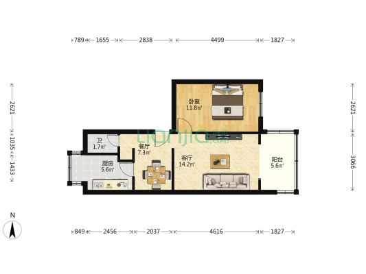 兰州市电信局家属院(民勤街) 1室2厅1卫 45平方