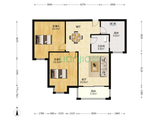 国际华城二村 2室1厅1卫 100平方