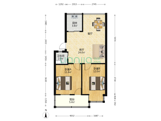 省安华林小区 2室1厅1卫 66平方