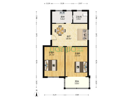 石碶米氏住宅楼 2室1厅1卫 76平方
