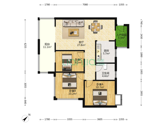 南洋瑞景 3室1厅1卫 86平方