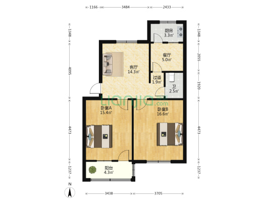 水泥厂家属院 2室2厅1卫 80平方