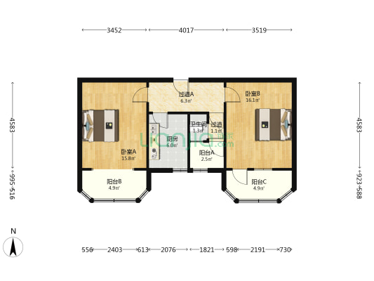 二重生活区 2室0厅1卫 71平方