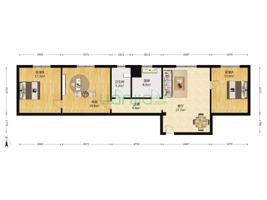 波奥大厦 3室1厅1卫 136平方