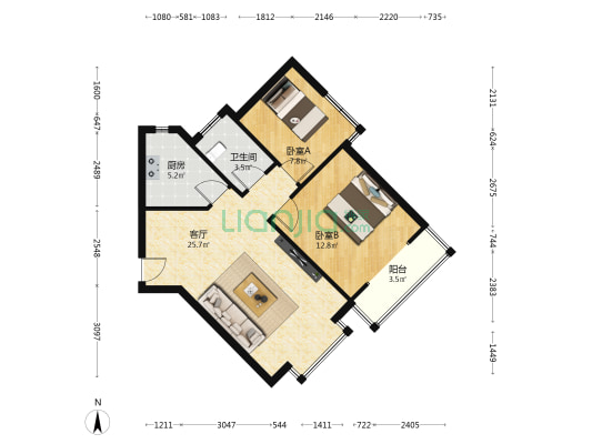 中阳润庭 2室1厅1卫 84平方