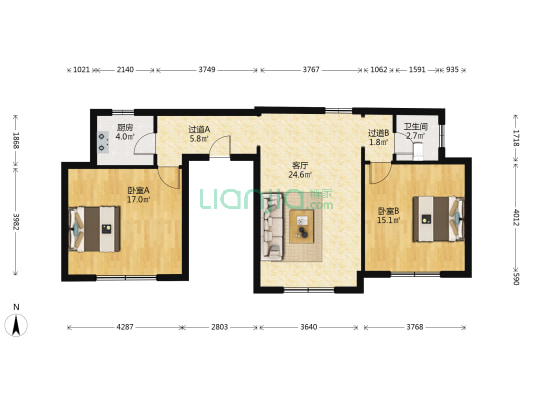 长乐路382号 2室1厅1卫 102平方