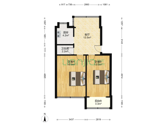 花莲里169到172号 2室1厅1卫 63平方