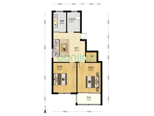 青山三村 2室1厅1卫 80平方