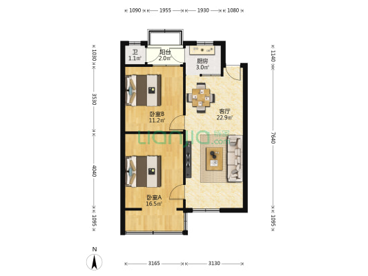 商专宿舍 2室1厅1卫 68平方