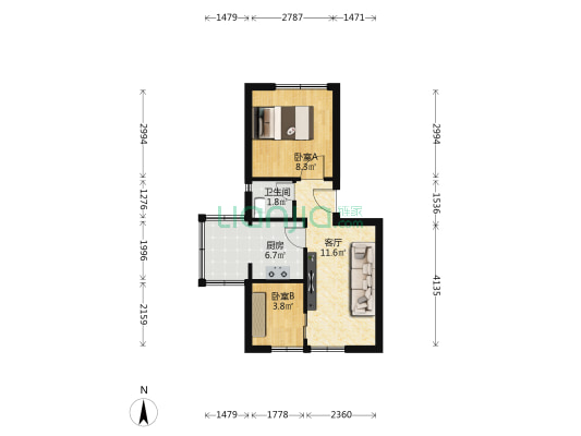 建振巷（大菜市商圈） 2室1厅1卫 47平方