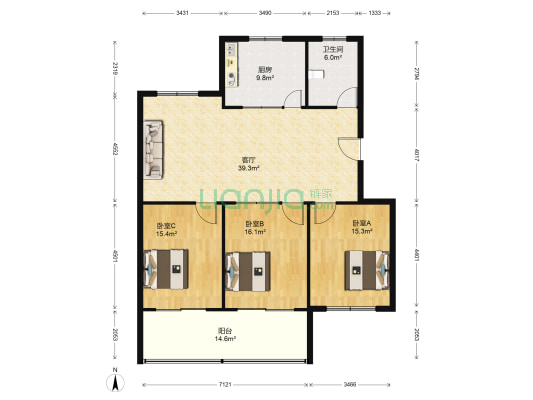 渡江三村 3室1厅1卫 130平方