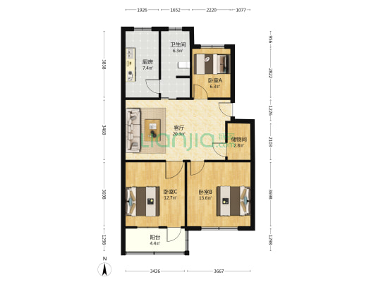 市政府幼儿园家属院 3室1厅1卫 88平方