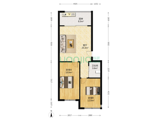 金莲怡园 2室1厅1卫 80平方