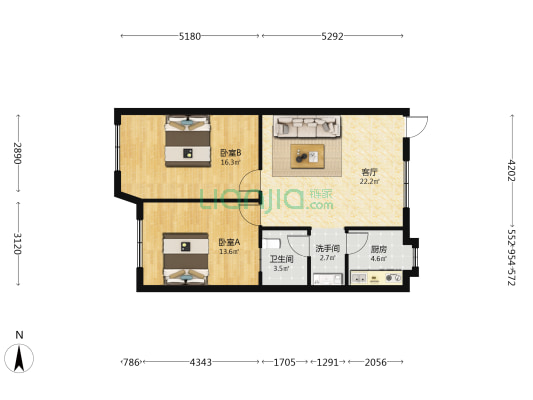 水南街81号 2室1厅2卫 75平方