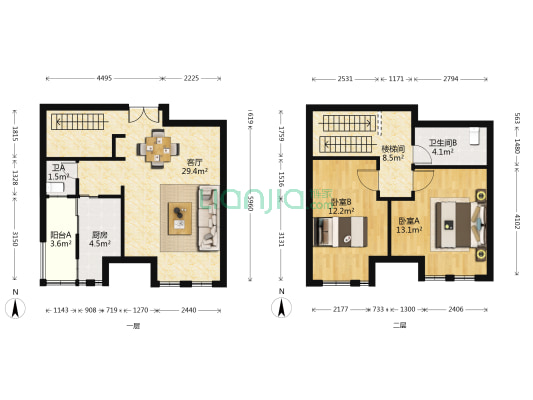 景源名墅 2室1厅2卫 111平方