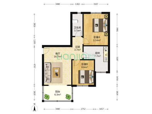 安庆苑 2室1厅1卫 76平方