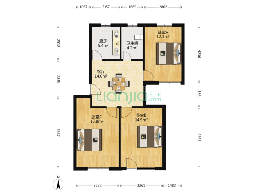 莘松九村 3室1厅1卫 85平方