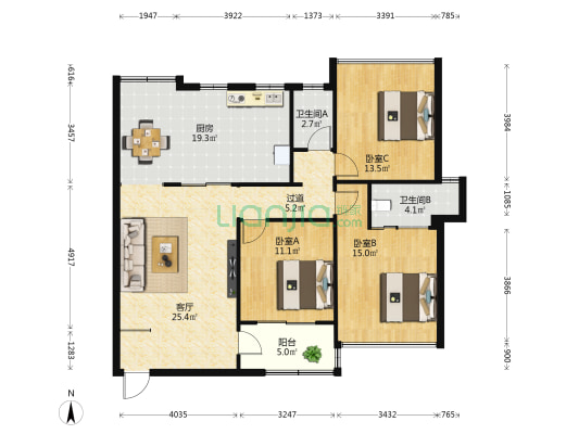 蚕业技术推广站生活区 3室1厅2卫 93平方
