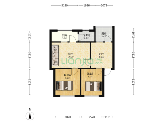 东村 2室1厅1卫 54平方