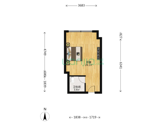 南湖大厦 1室0厅1卫 46平方