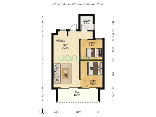阳光城·悦江海 2室1厅1卫 71平方