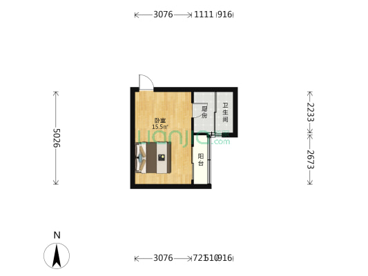 金海大厦 1室0厅1卫 30平方