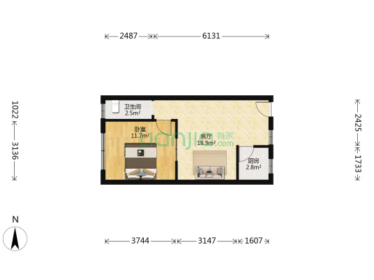中铁七局家属院东区 1室1厅1卫 47平方