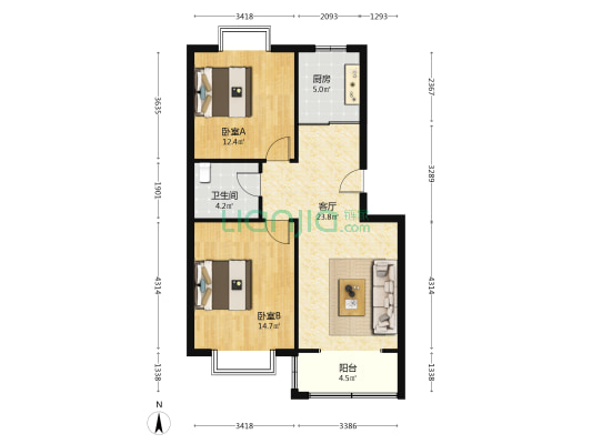 明翰小区 2室1厅1卫 81平方