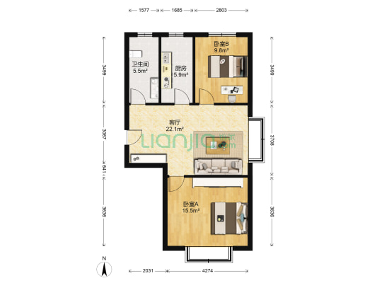 芙蓉苑(黄岛) 2室1厅1卫 76平方