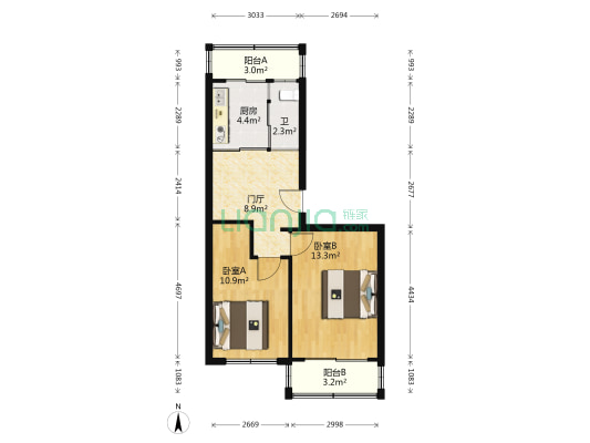强工二街小区 2室0厅1卫 46平方