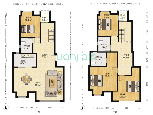金地荔湖城公园上城 4室1厅3卫 191平方