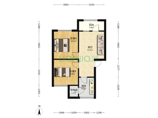 花溪区大水沟 2室1厅1卫 58平方