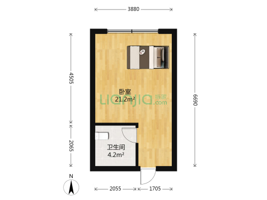 百事达公寓 1室0厅1卫 36平方