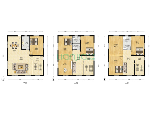 东山下间里 7室3厅4卫 276平方