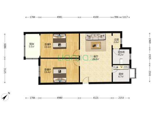 胜利街276号 2室1厅1卫 95平方