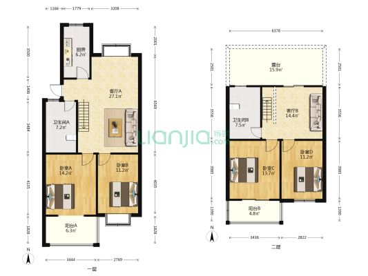鼓楼花园园中苑二期 4室2厅2卫 145平方