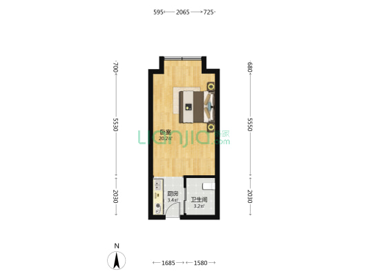金科美邻汇 1室0厅1卫 41平方