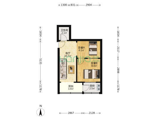 安宁新华书店家属楼 2室1厅1卫 47平方