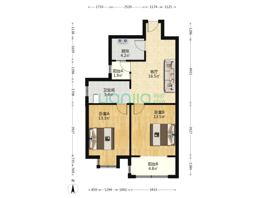 化建新一村 2室1厅1卫 71平方