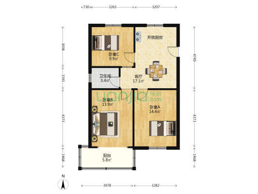 三多里5号 3室1厅1卫 79平方