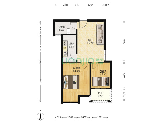 滨湖顺园北区 2室1厅1卫 66平方