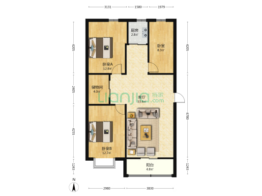 幸福商城 3室1厅0卫 99平方