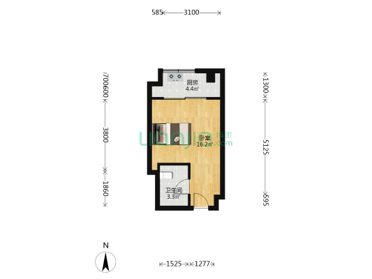 江泰天宇国际 1室0厅1卫 37平方