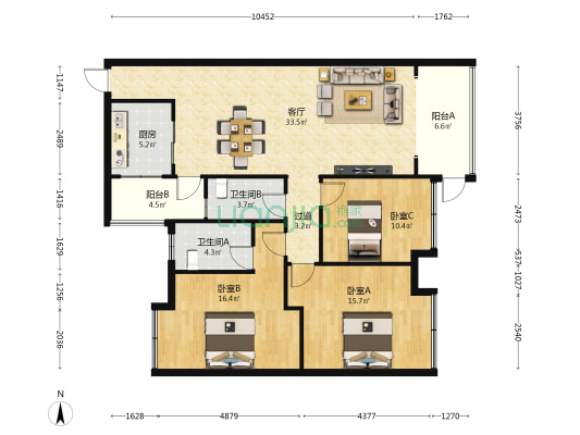 雅和居 3室1厅2卫 112平方