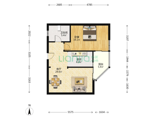 华绮公寓 1室1厅1卫 78平方